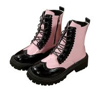 DFSDJEUW ankle boots for women Boots for Women Uk Winter Border Color Matching Short Thick English Large Size Foreign Trade European American Ankle Waterproof Side Zip Short walking womens Pink 4.5