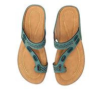 DFSDJEUW arch support sandals women Women's Slide Sandals Soft Cork Footbed Summer toe loop Comfort Arch Support Indoor Thick Bottom Bathroom Vacation Beach pool shoes womens Green 6.5