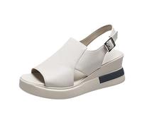 DFSDJEUW arch support slippers women Wedge Sandals for Women Wide Fit Orthopedic Sliders Casaul Open Toe Arch Support Slip On Platform Slippers Comfortable Non Slip outlet clearance uk Beige 7