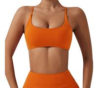 DFSDJEUW Autumn Deal Bras for Women Women's Sports Bra Padded Crossed Back Bustier Without Underwire Spaghetti Straps for Yoga Fitness Soft Comfort Cotton Bras for Women Non Wired Orange