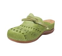 DFSDJEUW backless shoes Ladies Sandals Mule Trainers Washable Orthopedic Sliding Shoes Arch Support Summer Slip on Wedge Slingback Walking Slides womens mules size 6 Green 6