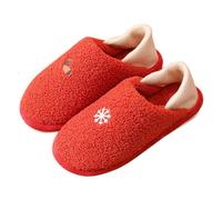 DFSDJEUW bedroom slippers womens Funny Slippers Women's Spring Autumn Winter Snowflake Anti Silent Warm Closed Toe Heel Cotton Shoes Two Wear Cotton travel slipper womens Red 4