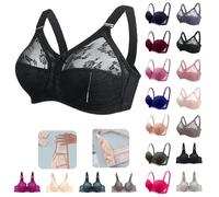 DFSDJEUW Bralettes for Women lace Womens Push Up Everyday Bras Comfortable Wireless Bralettes UK Soft Full-Coverage Lace Bra Non Wired Thin Breathable Seamless Plus Size Bras for Women UK Black 42