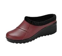 DFSDJEUW calf boots for women uk Winter Boots for Women Uk Women's Winter Keep Warm Plush Deer Prints Flat Round Toe Lazy Suede Shoes Wide Fit Shoes Warm Lined low heels Red 4.5