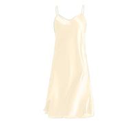 DFSDJEUW cheap dress Women's Satin Nightdress Soft Babydoll Lingerie Silk Nighty Chemise Nightgown Sleepwear V Neck Nightwear Short Night Dress Summer silk nightdresses for women uk Yellow M