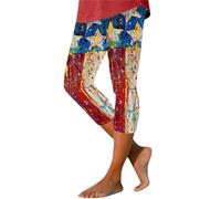 DFSDJEUW Cheap Stuff Under 1 Pound 1 Pound Items Women's Gym Leggings Women's Independence Day Printed Cropped Pants Tight Slimming Casual Leggings Tummy Control Leggings Patterned Leggins Red