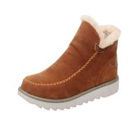 DFSDJEUW chelsea boots for women Ankle Boots for Women Uk Classic Non Slip Ankle Booties Warm Women's Non Slip Boot Wide Fit Walking Shoes Warm Lined Low Heel wedge trainers Brown 4
