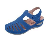 DFSDJEUW clearance.sale items 1p Orthopedic Sandals Women UK Closed Toe Wide Fit Wedge Shoes Lightweight Arch Support Ankle Strappy Plantar Fasciitis Slides Comfy arch support trainers women Blue 4