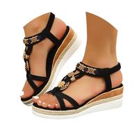 DFSDJEUW clearance.sale items 1p Womens Sandals Wide Fit Comfortable Slip on Wedge Shoes Casual Open Toe Orthopedic Slide Lightweight Summer Cushion Plantar Fasciitis black flat sandals Black 5