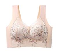 DFSDJEUW Cotton Nursing Bra Non Wired Bras for Women UK Plus Size Comfortable Push Up Bralettes Thin Breathable Seamless Support Underwear Soft Padded Front Fastening Bras for Women UK Beige M