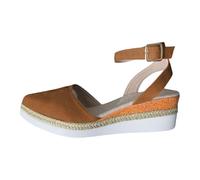 DFSDJEUW covered toe sandals for women Womens Sandals Wide Fit Closed Toe Mid Heel Espadrille Wedge Sandals Ankle Strap Hessian Memory Foam Slingback Sliders my+orders placed by me recently Brown 6.5