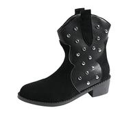 DFSDJEUW cow boy boots women Cowboy Boots for Girls Wide Calf Ankle Booties Waterproof Pull on Long Boot Warm Low Heel Calf Walking Shoes Lightweight Non Slip line dancing for women BK1 4