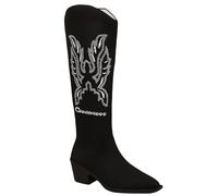 DFSDJEUW cowboy boots wide calf Girls Cowboy Boots Wide Calf Ankle Booties Waterproof Pull on Long Boot Thermal Chunky Heel Mid-Calf Booties Lightweight Anti-Slip plus size Black 4