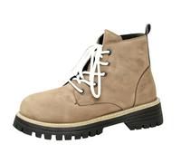 DFSDJEUW dog walking boots Waterproof Walking Boots for Women Wide Fit Ankle Booties Warm Faux Fur Lined Lace up Hiking Shoes Comfy Anti-slip Trekking Footwear Lightweight Mid Calf Boot Khaki 5