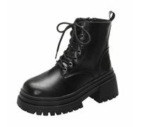 DFSDJEUW flat cowboy boots for women Waterproofs Boots Women Side Zipper for Ankle Short Single Shoes Ladies Casual Shoes Wide Fit Warm Lined Low Heel trainers Black 4.5