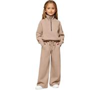 DFSDJEUW Girls Tracksuit Quarter Zipper Set Kids 2 Piece Long Sleeve Sweatshirts and Loose Sweatpants Sport Outfit Spring Autumn Casual Bottom Jogging Pants Activewear Track Suit Joggers Sets