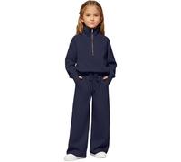 DFSDJEUW Girls Tracksuit Quarter Zipper Set Kids 2 Piece Long Sleeve Sweatshirts and Loose Sweatpants Sport Outfit Spring Autumn Casual Bottom Jogging Pants Activewear Track Suit Joggers Sets