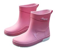 DFSDJEUW half wellies for women Ladies Short Welliess Rain Boots For Women， Garden Rubber Boots Non Width Mid Calf Comfort Short Ankle Lightweight rubber men Pink 3.5