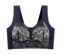 DFSDJEUW lace Bralettes for Women Non Wired Bras for Women UK Plus Size Comfortable Push Up Bralettes Thin Breathable Seamless Support Underwear Soft Padded Womens Underwear Multipack Black XL