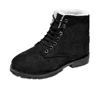 DFSDJEUW ladies ankle boots Lightweight Work Boots Womens Mens Winter Wide Fit Snow Boot Waterproof Non-Slip Hiking Shoes Warm Fur Lined Wedge Ankle Booties Comfortable Low Heel Waking Boot Black 5