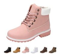 DFSDJEUW Ladies Ankle Boots Womens Snow Shoes Fur Lined Winter Combat Boot Warm Lace Up Flat Booties Comfy Fashion Outdoor Shoes Waterproof Work Boots Non Slip Walking Boots Wide Fit Boots for Woemn