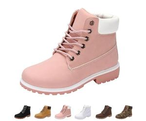 DFSDJEUW Ladies Ankle Boots Womens Snow Shoes Fur Lined Winter Combat Boot Warm Lace Up Flat Booties Comfy Fashion Outdoor Shoes Waterproof Work Boots Non Slip Walking Boots Wide Fit Boots for Woemn