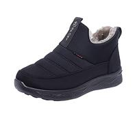 DFSDJEUW Ladies Boots Winter Wide Fit Waterproof Winter Walking Shoes Warm Fluffy Lined Ankle Boot Comfortable Lace Up Low Heel Mid Booties Casual Anti-Slip Round Toe waterproof boots women Black 6.5