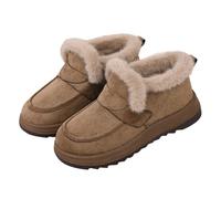 DFSDJEUW Ladies Boots Winter Wide Fit Wedge Shoes Waterproof Warm Faux Fur Lined Ankle Boot Comfortable Lace Up Low Heel Mid Booties Casual Anti-Slip Round Toe Snow womens waterproof boots Coffee 4