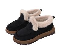 DFSDJEUW Ladies Boots Winter Wide Fit Wedge Shoes Waterproof Warm Faux Fur Lined Ankle Boot Comfortable Lace Up Low Heel Mid Booties Lightweight Anti-Slip Round Toe Snow ladies snow boots Black 3.5