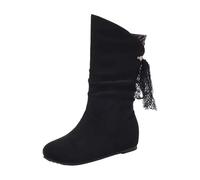 DFSDJEUW ladies cowboy boots Snows Boots Women Side Zipper for Women Ankle Short Single Shoes for Ladies Casual Shoes Wide Fit Warm Lined Low Heel Ankle cowboy Black 5