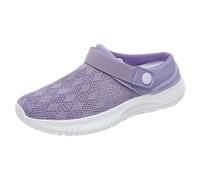 DFSDJEUW ladies shoes sale Womens Mules Clog Slippers Breathable Slip-on Casual Loafers Comfort Garden Sandals Indoor Outdoor Ladies Mules Slippers Beach Sandals Backless Shoes Purple 5.5