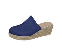 DFSDJEUW lady sandal sale Women's Mule Sandals UK Closed Toe Espadrilles Wedges Platform Sliders Comfortable Slip on Backless Orthopedic Slippers sandals with arch support for women Dark Blue 5.5