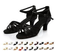 DFSDJEUW Latin Dance Shoes for Women Low Heels Ballroom Dancing Shoe Open Toe Wedding Evening kitten heel Salsa Dance for Girls Chacha Salsa Jazz Practice Dancing Sandals for Beginners