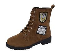 DFSDJEUW leather ankle boots for women Boots for Women Uk Women's New Thick Bottom Mid Calf Female foreign Trade Large Size Suede Round Head Cowboy Style Female Wide wide fit cowboy Brown 4.5
