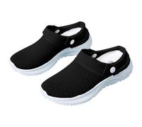 DFSDJEUW leather clogs for women Ladies Sandals Mule Trainers Washable Orthopedic Sliding Shoes Arch Support Summer Slip on Wedge Slingback Walking Slides womens barefoot trainers Black 6.5