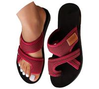DFSDJEUW limited+time+deal Women's Slide Sandals Soft Cork Footbed Summer toe loop Comfort Arch Support Indoor Thick Bottom Bathroom Vacation Beach ladies sandals size 8 Red 8