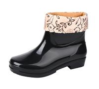 DFSDJEUW lined wellies women Thermal Welliess Womens Women's Spring Summer Autumn Winter Short Sleeved Cotton Removable Washable Outdoor Fashion Work Fishing Kitchen gardening boots women Black