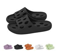 DFSDJEUW mens wide fit slippers Shower Shoes for Women Men with Drain Holes Quick Drying Pool Slides Lightweight Massage Pool Slides Soft Cushioned Non-Slip black slippers for women Black 7