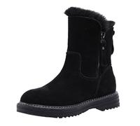 DFSDJEUW mid calf boots women Ankle Boots for Women Uk Women's Suede Slope Heel Mid Calf Slope Back Heel Chunky Wide Fit Wedge Shoes Warm Lined leather ankle for uk White 4.5