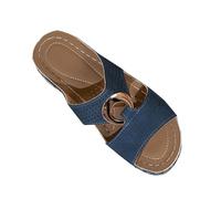 DFSDJEUW orthopaedic sandals for women Orthopedic Wedge Sandals for Women UK Slip On Open Toe Slides Summer Wide Fit Sandal Ladies Bunion Correction Walking Shoes Arch Support Mules Slippers Navy 7
