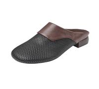 DFSDJEUW orthopaedic sandals Ladies Sandals Summer Women's Retro Big Size Slippers Summer Outside Wear Thick Heel Lazy Drag Middle Heel Baotou Back Hollow Wide F ladies wedge Black 5