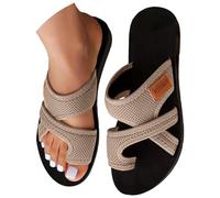 DFSDJEUW orthopaedic shoes for women uk Women's Slide Sandals Soft Cork Footbed Summer toe loop Comfort Arch Support Indoor Thick Bottom Bathroom Vacation Beach open toe sandals for women Khaki 5