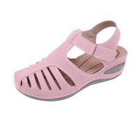 DFSDJEUW plantar fasciitis sandals for women Orthopedic Sandals Women UK Closed Toe Wide Fit Wedge Shoes Lightweight Arch Support Ankle Strappy Plantar Fasciitis Slides clearance.sale items 1p Pink 5