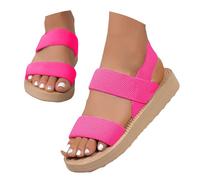 DFSDJEUW platform shoes for women Wide Fit Sandals for Women Comfortable Ankle Strap Elastic Straps Slide Sspadrille Flat Non-slip Platform Shoes Plantar Fasciitis Orthopedic Slippers Hot Pink 5.5