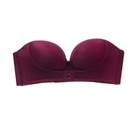 DFSDJEUW Prime Big Day Deals Sports Bras Women Womens Solid Color Wine Strapless Non Slip Adjustment Rimless Dress Bra F Cup Soft Comfort Seamless Bra Breathable Womens Bras