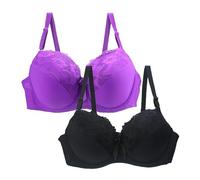 DFSDJEUW Push up Bra for Large Breasts 2 Pack Bras for Women Plus Size Push Up Underwire Comfort Wireless Seamless Multipack Bralette Sexy Padded Lace Bras Soft Full Sales Clearance Light Blue 40B