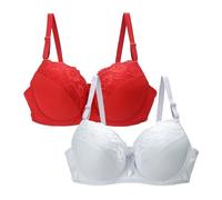 DFSDJEUW Push up Bra for Small Breast 2 Pack Bras for Women Plus Size Push Up Underwire Comfort Wireless Seamless Multipack Bralette Sexy Padded Lace Bras Soft Full Cancel My Order Hot Pink 38E