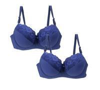 DFSDJEUW Push up Bra Pads 2 Pack Bras for Women Plus Size Push Up Underwire Comfort Wireless Seamless Multipack Bralette Sexy Padded Lace Bras Soft Full Coverage Prime Deals 2025 Blue 44D