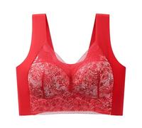 DFSDJEUW Push up Strapless Bra Padded Non Wired Bras for Women UK Plus Size Comfortable Push Up Bralettes Thin Breathable Seamless Support Underwear Soft Padded Non Wired Bras Red XL
