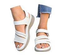 DFSDJEUW sales clearance Sandals for Women uk Wide Fit Walking Wedge Sandal Comfortable Arch Support Ankle Strap Orthopedic Sliders Casual Open Toe Non-Slip comfy sandals for women uk White 6.5